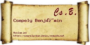 Csepely Benjámin névjegykártya